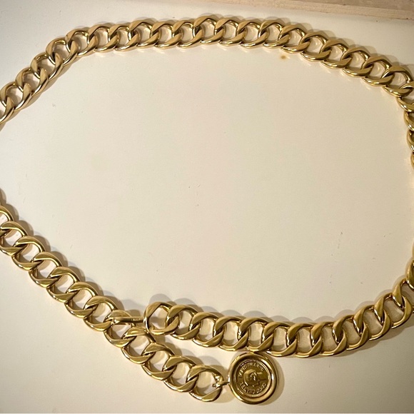 Coco Chanel Gold Chain Belt with Medallion